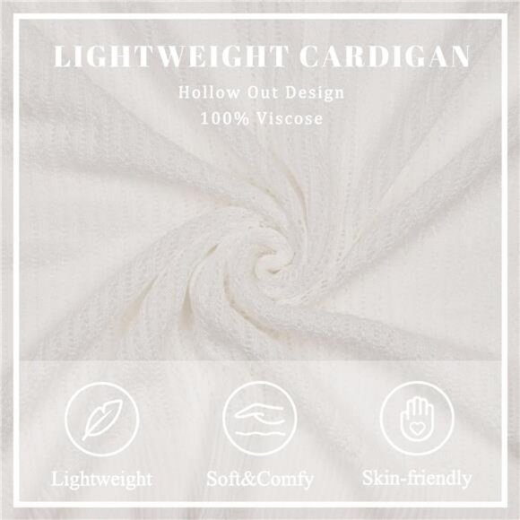 Women's Short Sleeve Summer Hollow Out Crew Neck Button Down Cardigan Sweater - Picture 4 of 7